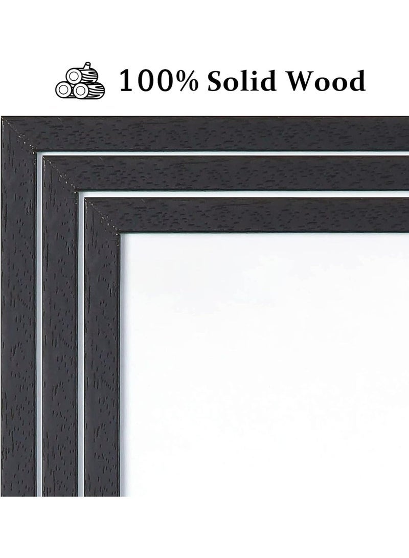 Arabest Set of 2 Certificate Picture Frame, Oak Wood Picture Frame with Mount, A3 Poster Frame with Plexi Glass for Wall Mounting Display, 29.7x42 cm (Black) - Image 5